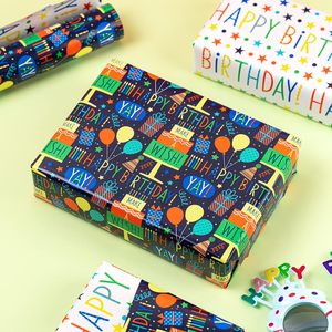 Papel de Regalo de Cumpleaños, Papel de Arte Revestido de Doble Cara para Regalos y Manualidades - Product Image 1