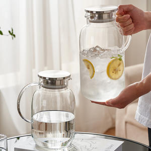 เหยือกน้ำแก้วใสขนาดใหญ่พร้อมฝาปิด สำหรับงานปาร์ตี้และใช้ในชีวิตประจำวัน - Product Image 3