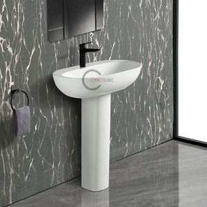 Achat en gros de lavabo colonne en céramique pour la rénovation hôtelière, socle gain de place pour petite salle de bain et toilettes. - Product Image 5