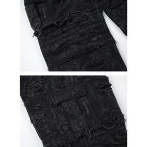 กางเกงยีนส์คาร์โก้ทรงหลวมสไตล์ลำลองแฟชั่นใหม่ แต่งขาดๆ หลายกระเป๋า ทรงตรง ผ้าหนา ซ้อนสองชั้น - Product Image 5