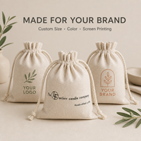 Pochette en lin naturel avec cordon de serrage, emballage cadeau pour bougies, logo personnalisé, sacs en gros, vente en vrac