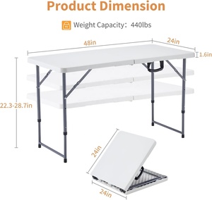 <span class=keywords><strong>Table</strong></span> pliante portable 4 pieds Hauteur réglable Rectangle Pique-nique Fête <span class=keywords><strong>Camping</strong></span> Utilitaire <span class=keywords><strong>Table</strong></span> d'intérieur et d'extérieur - Product Image 3