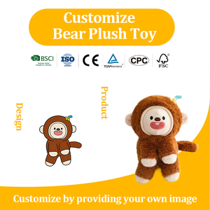 Peluche singe <span class=keywords><strong>de</strong></span> <span class=keywords><strong>dessin</strong></span> animé avec visage interchangeable, logo personnalisé, ODM, OEM, cadeau pour événements, anniversaires, fêtes - Product Image 1