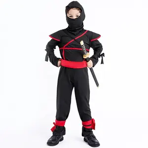 Carnaval Cosplay Anime japonés enmascarado Ninja disfraz clásico niños rojo tiras negro ropa al por mayor