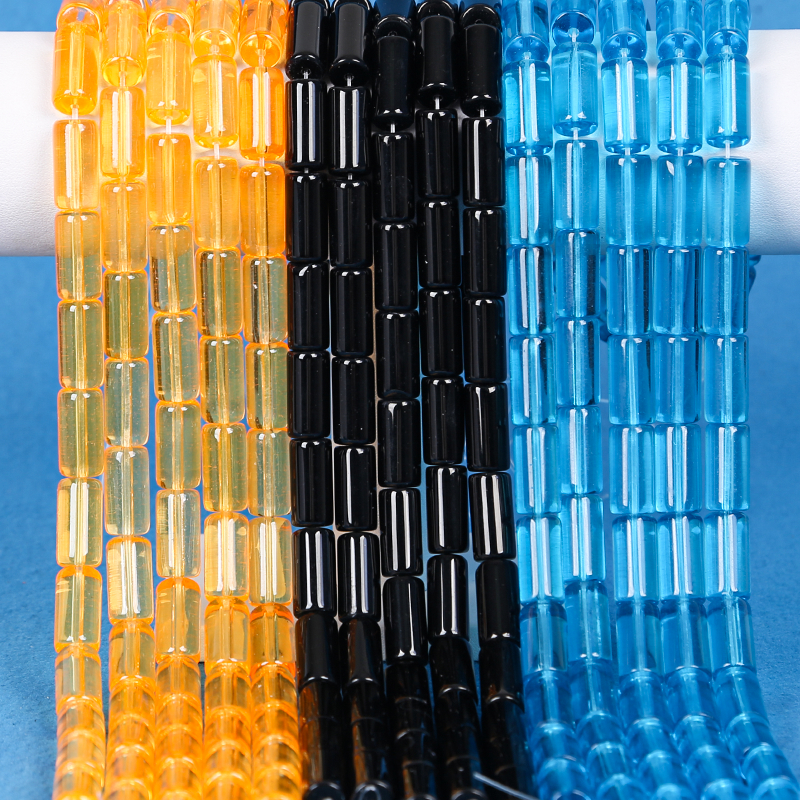 Mixed Color Cylindrical Glass Beads Smooth Transparent Crystal Loose Bead Jewelry Necklace DIY Making