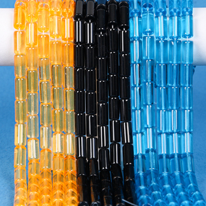 Cuentas de vidrio cilíndricas de colores mezclados, collar de joyería de cuentas sueltas de cristal transparente liso, fabricación DIY - Product Image 2