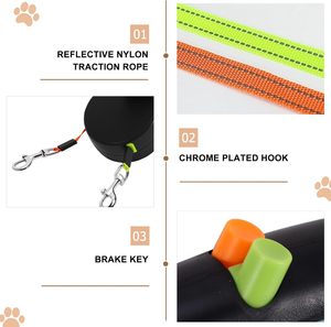 Laisse Rétractable Automatique Double Tête pour Chien avec Lumière LED et Distributeur de Sacs à Déjections – Multifonctionnelle et Lumineuse – Vente en Gros - Product Image 4