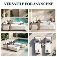 Chaise longue d'extérieur en bois massif résistant aux intempéries et imperméable pour jardin, villa, hôtel, terrasse, piscine, mobilier de loisirs extérieur