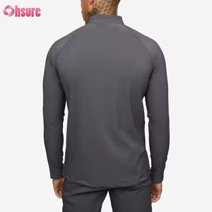 Tùy Chỉnh Tập Luyện Hoạt Động Thể Thao Mặc Mỏng Phù Hợp Với 1/4 Quý Zip Chạy Bộ Theo Dõi Người Đàn Ông Hàng Đầu Nén Phòng Tập Thể Dục Dài Tay Áo Áo Sơ Mi - Product Image 3