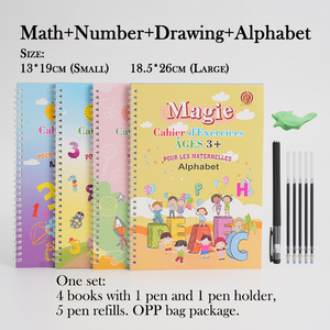 <span class=keywords><strong>Cuaderno</strong></span> de Práctica de Escritura Montessori en Francés para Niños, 4 Piezas, con Ranuras, Bolígrafo Mágico que Desaparece, <span class=keywords><strong>Cuaderno</strong></span> de Entrenamiento de Control para Dibujar - Product Image 2