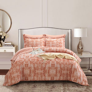 Juego <span class=keywords><strong>de</strong></span> Edredón Nórdico Rosa con Estampado <span class=keywords><strong>de</strong></span> Ondas <span class=keywords><strong>de</strong></span> Agua Tie-dye <span class=keywords><strong>de</strong></span> 200 Hilos, <span class=keywords><strong>de</strong></span> Tres Piezas, <span class=keywords><strong>para</strong></span> Dormitorio, Hotel, Uso Hospitalario - Product Image 1