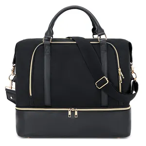 Bolsa de bagagem personalizada para viagem, sacola feminina duffel feita em duffle com compartimento para sapatos