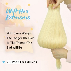 Extensions de cheveux naturels blondes 613 FH 100 Remy à trame fine avec cuticules intactes, cheveux bruts du Canada - Product Image 4