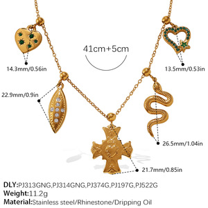 DIY度假蝴蝶海洋蘑菇魅力不锈钢镀金吊坠时尚饰品项链女批发 - Product Image 5