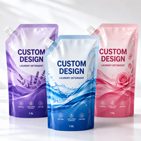 Pochette souple personnalisée de 1,5 L avec bec verseur pour lessive liquide, sachet de recharge vertical en plastique avec bec pour liquides de nettoyage