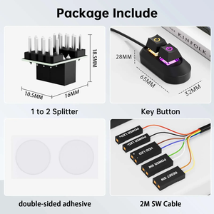 <span class=keywords><strong>Cable</strong></span> de Extensión USB RGB LED de 2 Metros con Interruptor Mecánico Mini de Escritorio, Botón de Reinicio, Tecla de Encendido Externa para PC - Product Image 4
