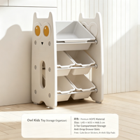 Étagère de rangement pour jouets d'enfants Ours et Chat, sur pied, multi-niveaux, organisateur de jouets pour bébés, boîte de tri simple pour la maison