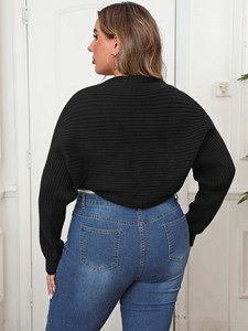 Grosir Baru Wanita desain Musim Dingin terbuka wanita seksi Bolero berbulu longgar pas bergaris atasan ukuran besar mengangkat bahu kardigan rajutan Sweater - Product Image 4