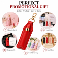 Porte-clés en cuir PU personnalisé avec logo, étui portable pour baume à lèvres, étui à rouge à lèvres, breloque promotionnelle pour sac