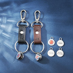 <span class=keywords><strong>Porte</strong></span>-clés Diy en cuir PU <span class=keywords><strong>Porte</strong></span>-clés en métal pour hommes et femmes d'affaires - Product Image 1