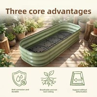 Jardinera Modular de Metal Elevada, de Acero Galvanizado, para Vegetales y Hierbas, Diseño de Esquinas Redondeadas, Fácil Montaje DIY