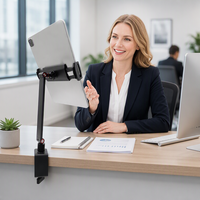 Support de téléphone et tablette en métal flexible réglable à 360 degrés, bras articulé long, pince de bureau pour bureau et studio, vente en gros