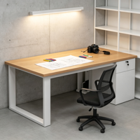 Ensemble de chaise de bureau et table d'ordinateur de style moderne du milieu du siècle, avec armoire de rangement, poste de travail commercial simple pour petit espace