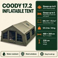 Tente gonflable Coody Familia 17.2 Air - Green Luxury, pour le glamping quatre saisons, protection UV, camping en plein air