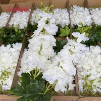 Flores Artificiales de Delphinium Blancas de Alta Calidad con Tacto Realista DC270 para Decoración de Arreglos Florales en Bodas, Fiestas y Eventos