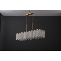 Lustre de luxe en laiton antique et verre, luminaire linéaire pour salle à manger, éclairage LED pour restaurant, décoration