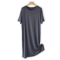 Robe de pyjama décontractée en coton pour femme, coupe droite, manches courtes, unie, longueur ras du sol, style A, grande taille, respirante, écologique, été