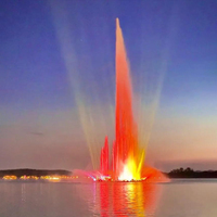 Fuente de Chorro de Agua Personalizada de Alta Potencia con Iluminación RGB/Láser, Construcción de Acero Inoxidable, Resistente al Agua IP68, para Parques, Lagos y Paisajes