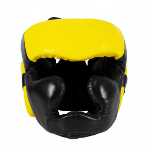 Protector de Cabeza de Medio Rostro Ajustable de Cuero Sintético PU de Alta Calidad con Doble Logotipo Personalizado Impreso y Etiqueta Tejida para Protección de Boxeo - Product Image 2