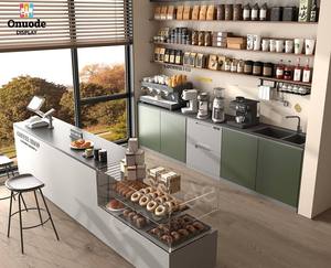 Customizable <b>LED</b> <b>Lighting</b> Coffee Shop Display Cabinets with Elegant Coffee <b>Bar</b> Counter Design and Cake Showcase - Product Image 4