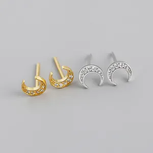 RINNTIN APE29 Custom Fashion 18K Gold 925 Sterling Silver Small Moon Earrings