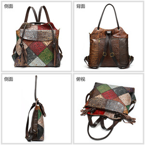 Mochila para Mujeres y Niñas, de Cuero Vacuno Genuino, Nueva, Súper Moderna, de Viaje, de Gran Capacidad, para Hombro, para Exteriores, Casual - Product Image 5