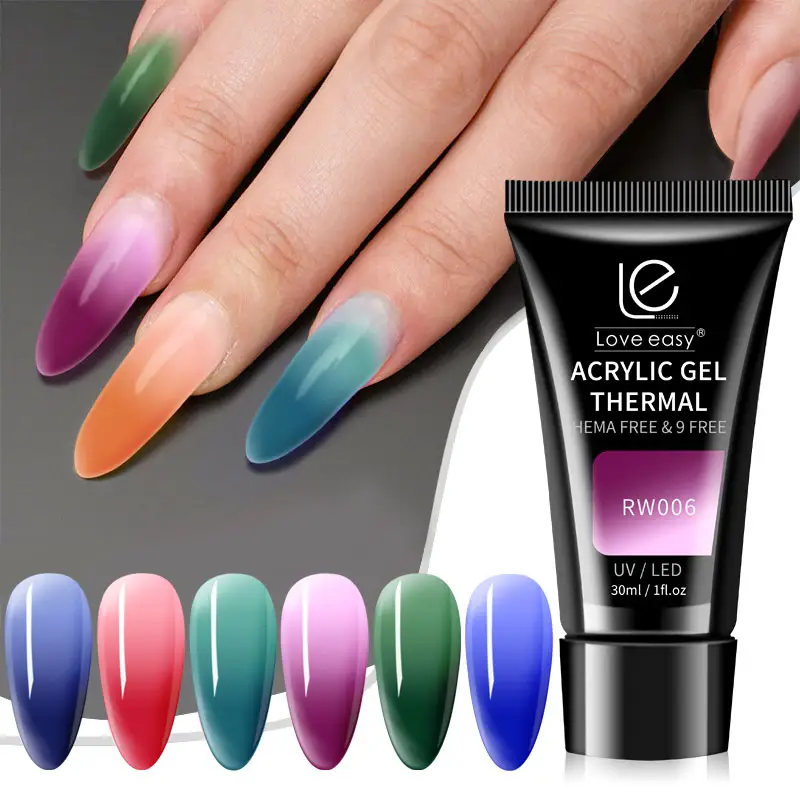 Love Easy 30ml Acrylic Poly Nail Gel Temperature Thermo Color Change Extend Nail Gel Manicure Nail Art Polygels Extension Gel