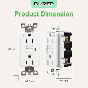 Tomacorriente Dúplex Eléctrico Barep, Resistente a <span class=keywords><strong>la</strong></span> Intemperie, con Certificación UL, Resistente a <span class=keywords><strong>la</strong></span> Manipulación, 15A, Autoprueba, GFI/GFCI - Product Image 2