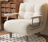 Canapé-lit pliable multifonctionnel en cuir, avec accoudoirs inclinables