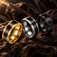 Bague de température JLM en acier inoxydable doré avec chiffres arabes et bande d'humeur rouge pour homme – Bijoux