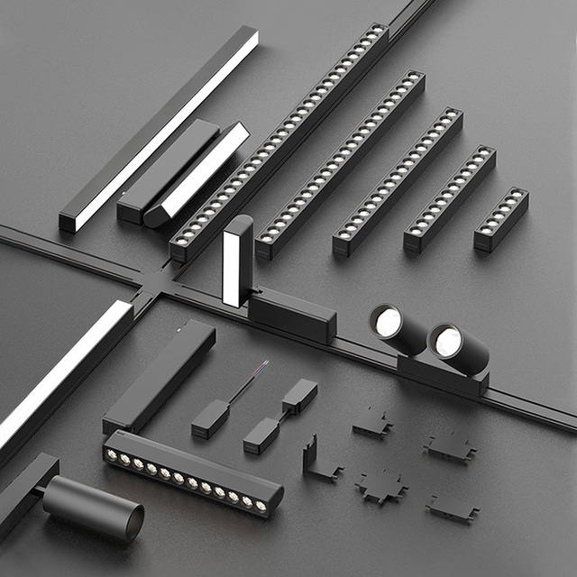 Ultra Thin Surface Mounting Linear Magnetic Track DC48v Indoor Lighting Led Magnetic Track Light System