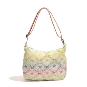 2025 nouveau sac en toile à carreaux femmes mode décontractée grande capacité sac à bandoulière Denim sac à bandoulière - Product Image 6