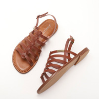 Sommer Neuheit Damen Französische Flache Sandalen Verstellbare Schnalle Echtes Schafleder Atmungsaktive Tägliche Casual Damensandalen
