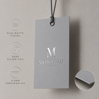 Étiquettes de luxe en papier 400 GSM supérieur, laminées soie-mate, gaufrées à chaud, avec ruban gros-grain personnalisé pour marquage de boutique, Zhejiang