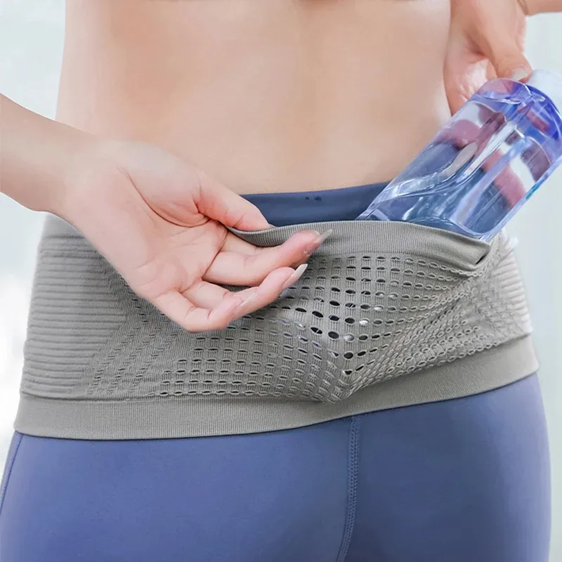 Riñonera Invisible sin costuras para correr, riñonera para gimnasio para hombre y mujer, riñonera para Fitness al aire libre, gancho para teléfono móvil, bolsa deportiva para móvil