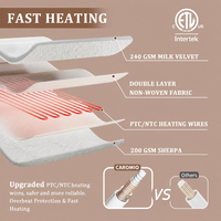 Couverture chauffante électrique personnalisée en tissu gaufré doux, lavable en machine, thermostat réglable, chauffage rapide, OEM ODM, vente en gros