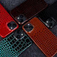 Étui de téléphone en cuir d'alligator pour iPhone 14 13 12 11 15 Pro Max, étui en cuir véritable