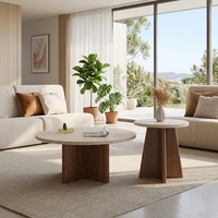 Ensemble de tables basses rondes en bois modernes avec rangement, taille et couleur personnalisables, meubles de salon