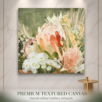 Art mural moderne Protea, peinture botanique naturelle australienne, nature morte, impression sur toile florale rose vintage pour la décoration du salon