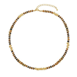 Conjunto de Joyería Vintage con Collar y Aretes de Piedra Natural, Collar de Cuentas de Ojo de Tigre Marrón de Acero Inoxidable para Mujer - Product Image 6